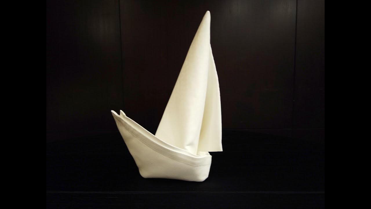 Easy, Slow and Descriptive Napkin Folding Tutorial on Sailing Ship