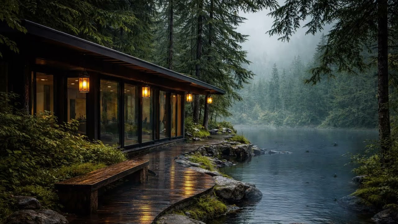 Rainy Deep Sleep By The Lake | Rain, Forest Ambience & Warm Lantern Light | No Music | 8 Hours