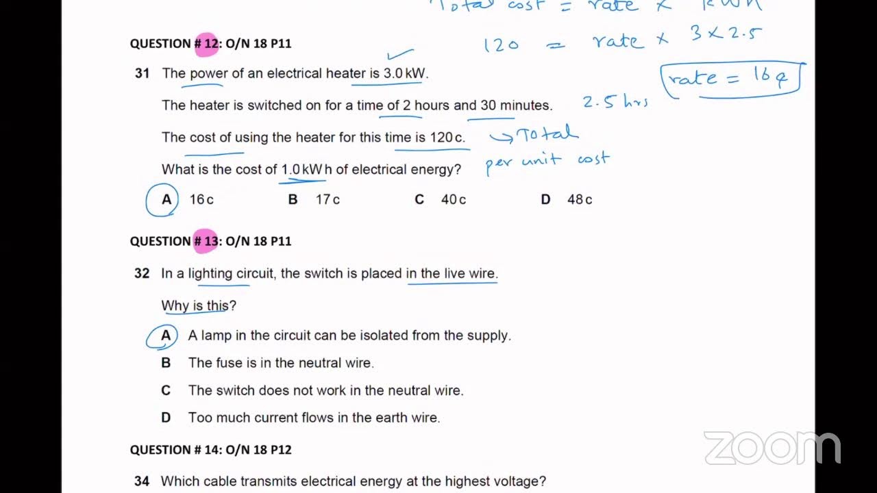 Electrcity MCQs - O level Physics live past paper session