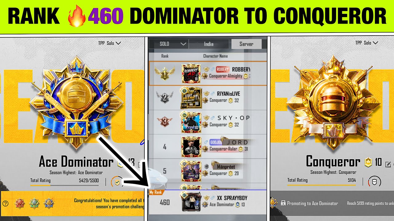 🔥RANK 460 - ACE DOMINATOR TO CONQUEROR | WHEN AND HOW DO YOU GET CONQUEROR REWARDS? TIPS / TRICKS