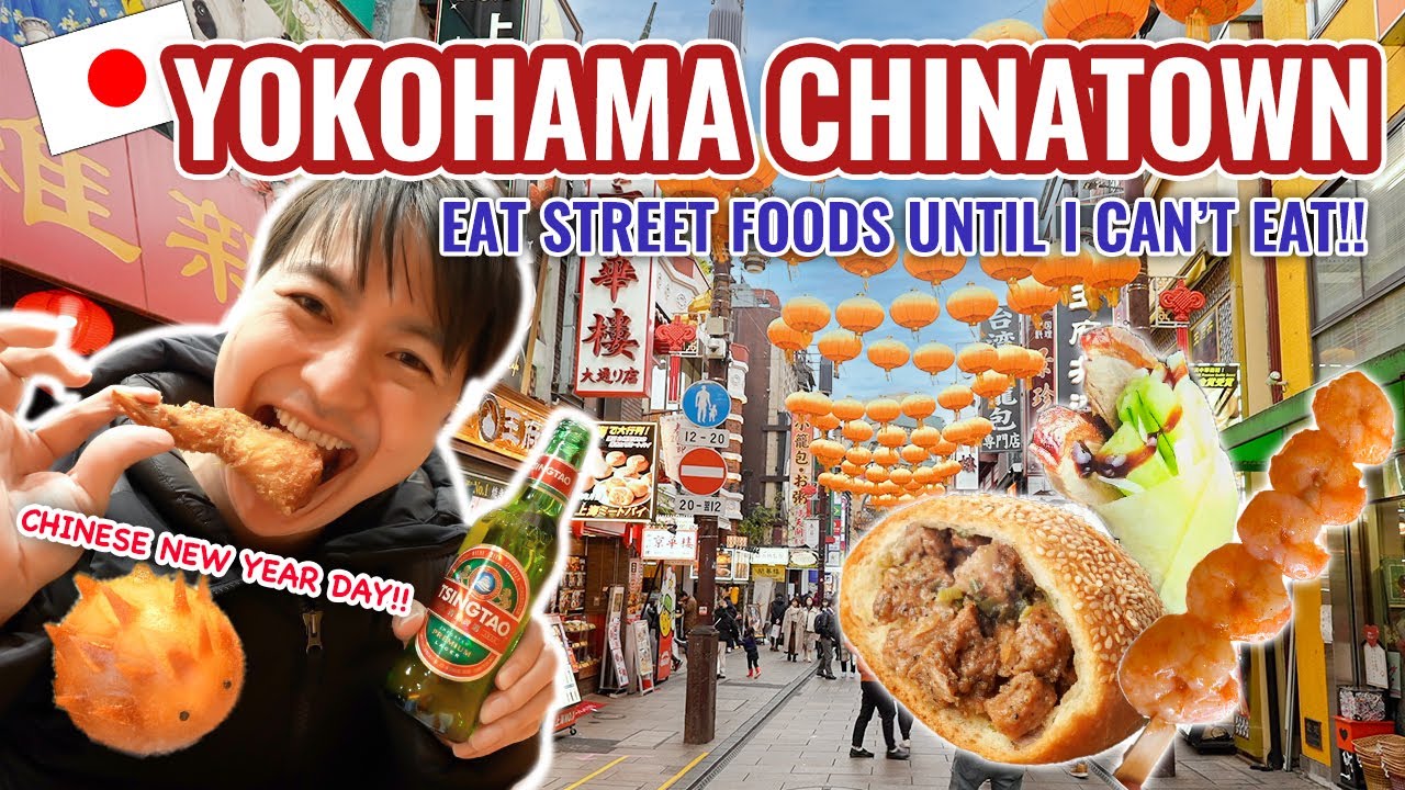 Eating Street Foods Until I Can't Eat in Chinese New Year in Yokohama China Town Ep.384