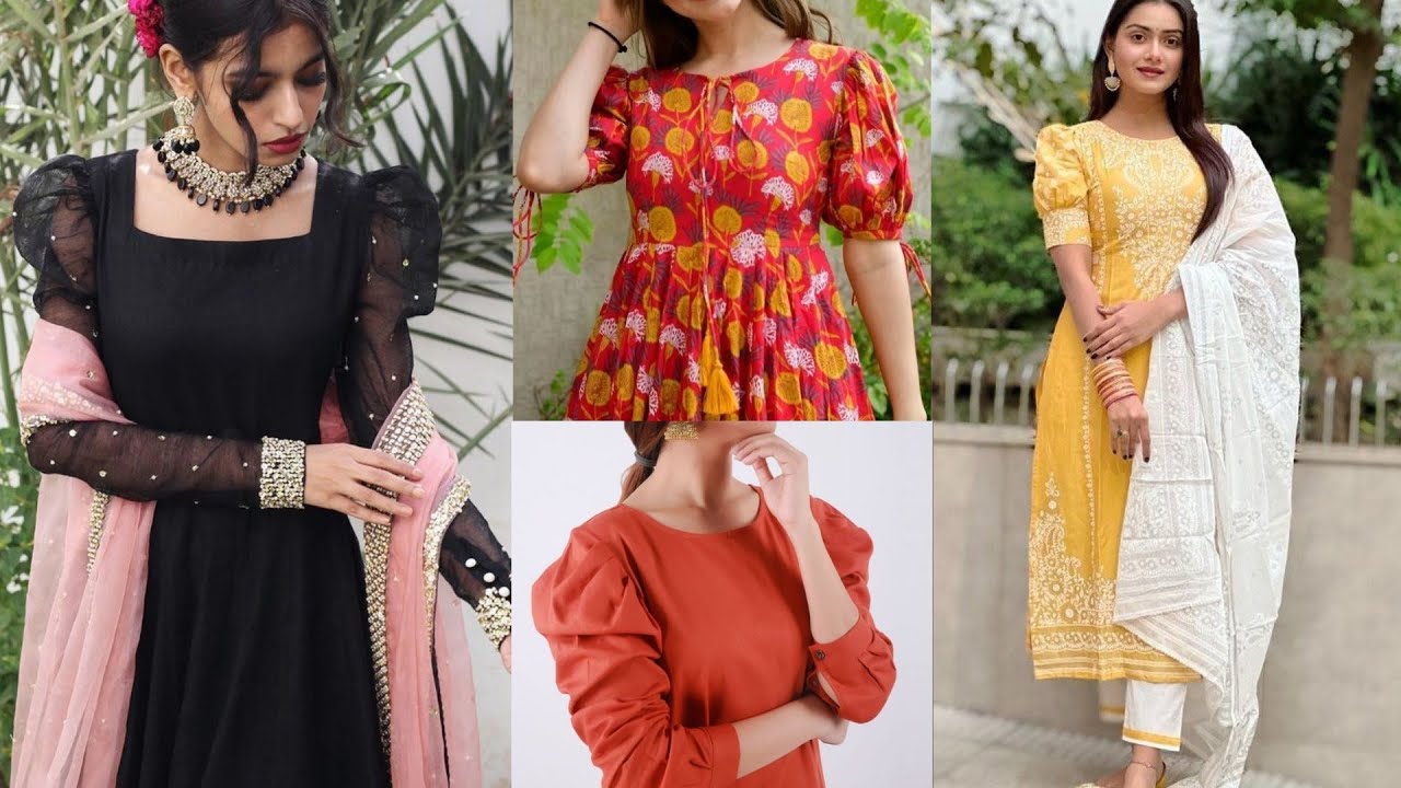 New Suit Kurti Puff Sleeves Dress Design/Puff Sleeves Kurti Designs 2023/Kurti Puff Sleeves Designs