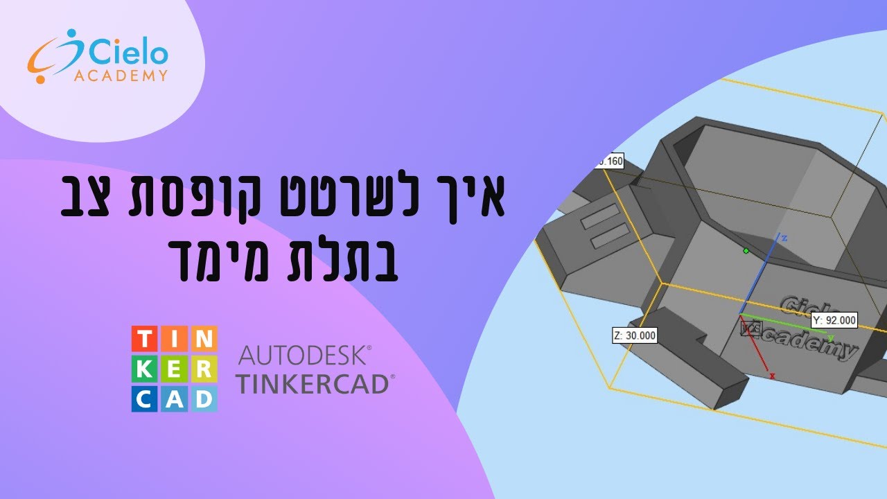 איך לשרטט ולקופסת צב בתלת מימד 3D בתוכנת טינקראד ( Tinkercad)