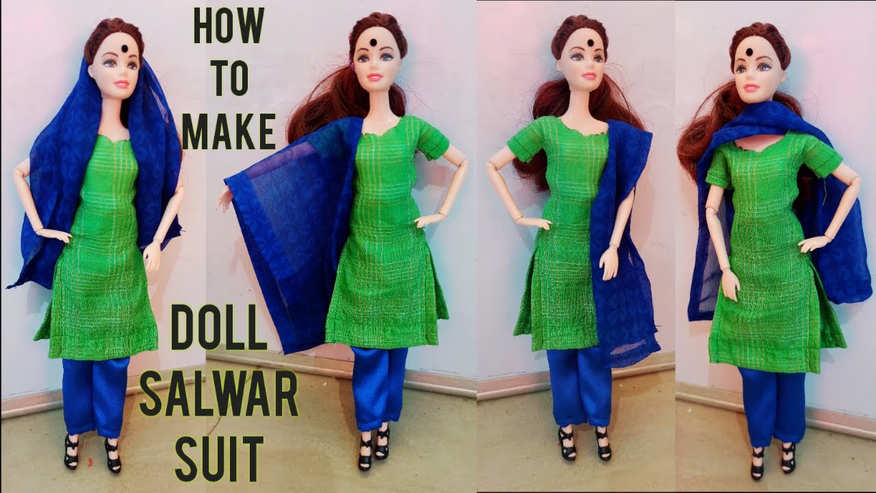 How To Make Doll Salwar Suit | Doll Salwar Suit Making | Easy Tutorial To Make Barbie suit |