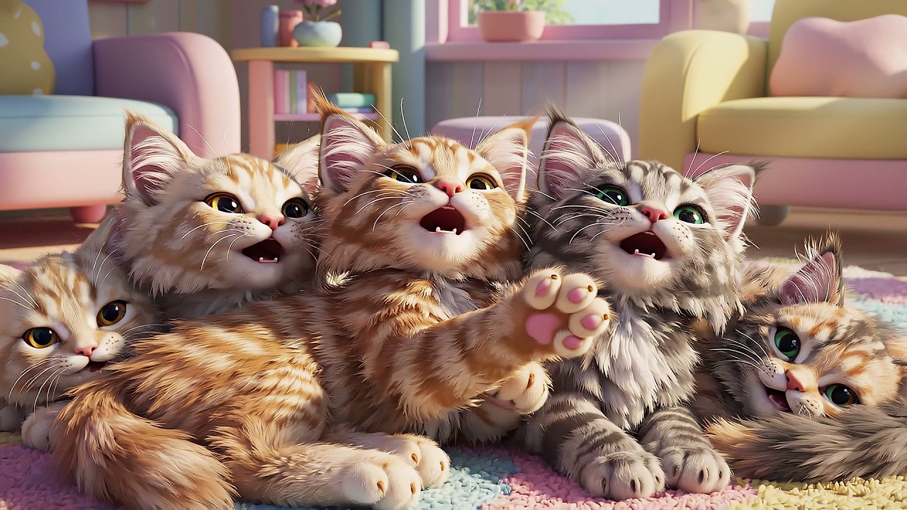 Cinco Pequeños Gatitos Saltan, Saltan, Saltan | Canciones de Mascotas y Rimas Infantiles