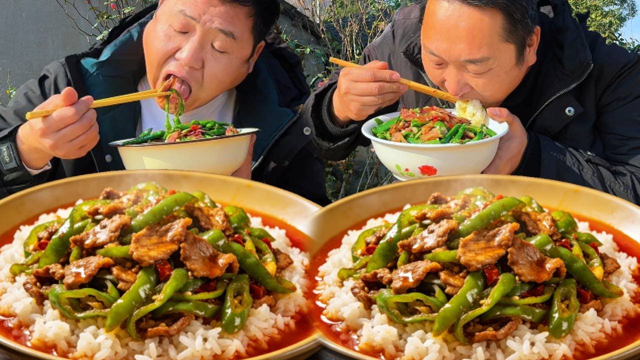 5斤臘肉，二弟做“辣椒炒肉”，香辣入味連吃兩碗米飯【鐵鍋視頻】
