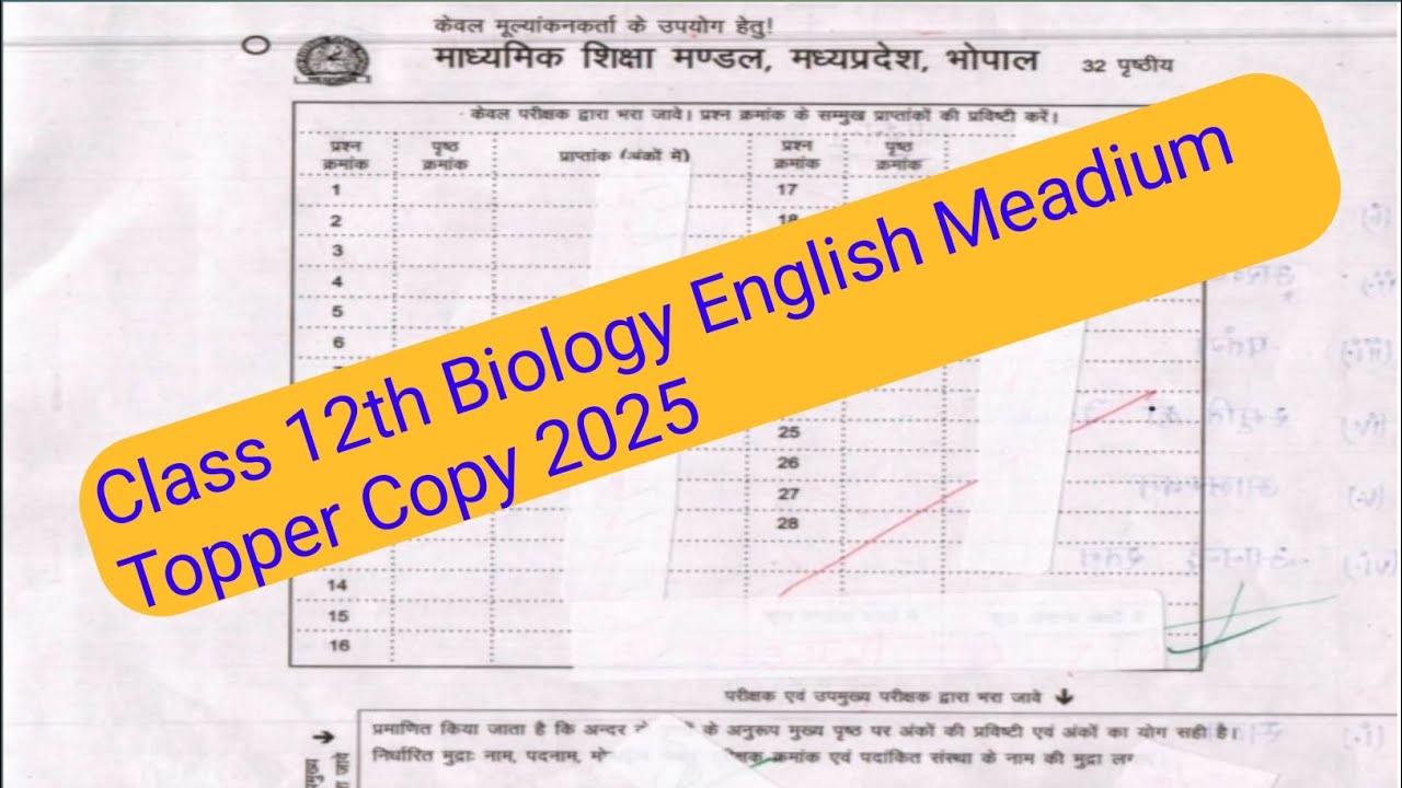 Class 12 Biology English Medium Topper Copy 2025 | MP Board