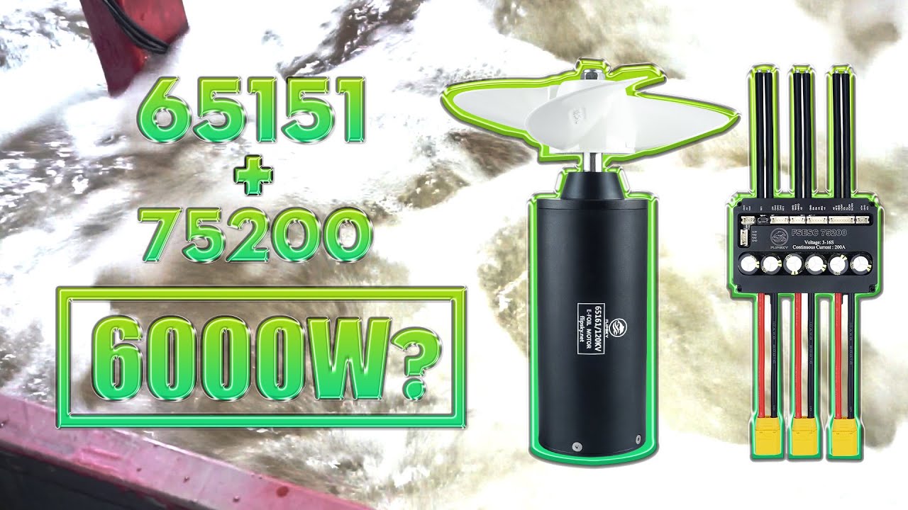 Flipsky Waterproof Motor 65161 100KV with FSESC 75200 can reach 6000W?