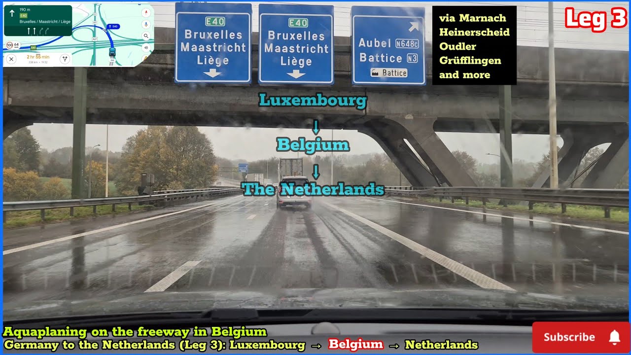 Luxembourg to The Netherlands via Belgium 🇱🇺🇧🇪🇳🇱 . Germany to The Netherlands 4K Drive (Leg 3) 🌧️🌧️