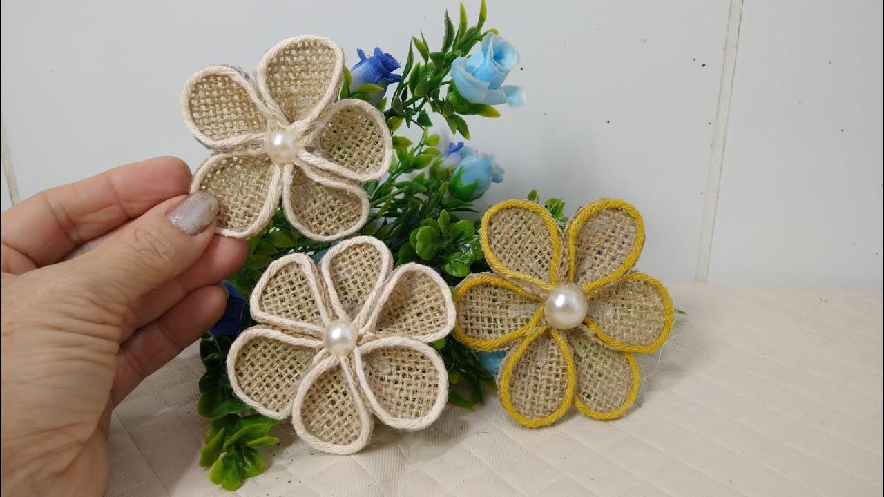 Como Fazer Flor de Juta Muito Fácil para Decorar seus Artesanatos