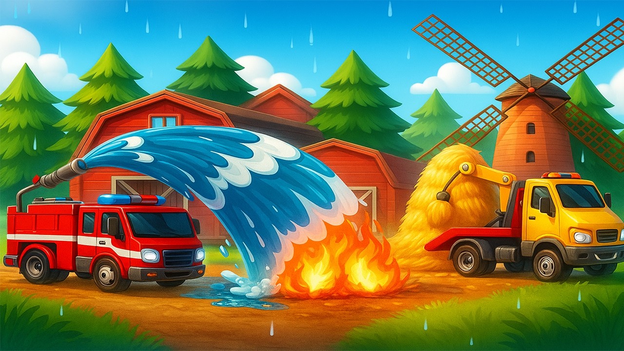 Fire Truck Heroes Save the Day! 🚒💥 Exciting Farm Rescue Action | Rescue Vehicles Animation