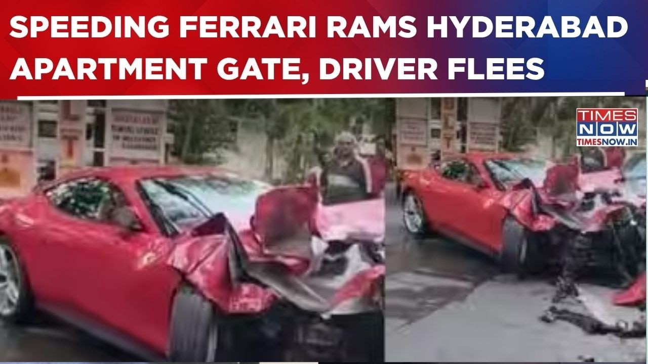 Hyderabad Shocker: Ferrari Rams Into Apartment Gate, Driver Flees After Super-Car Crash | WATCH