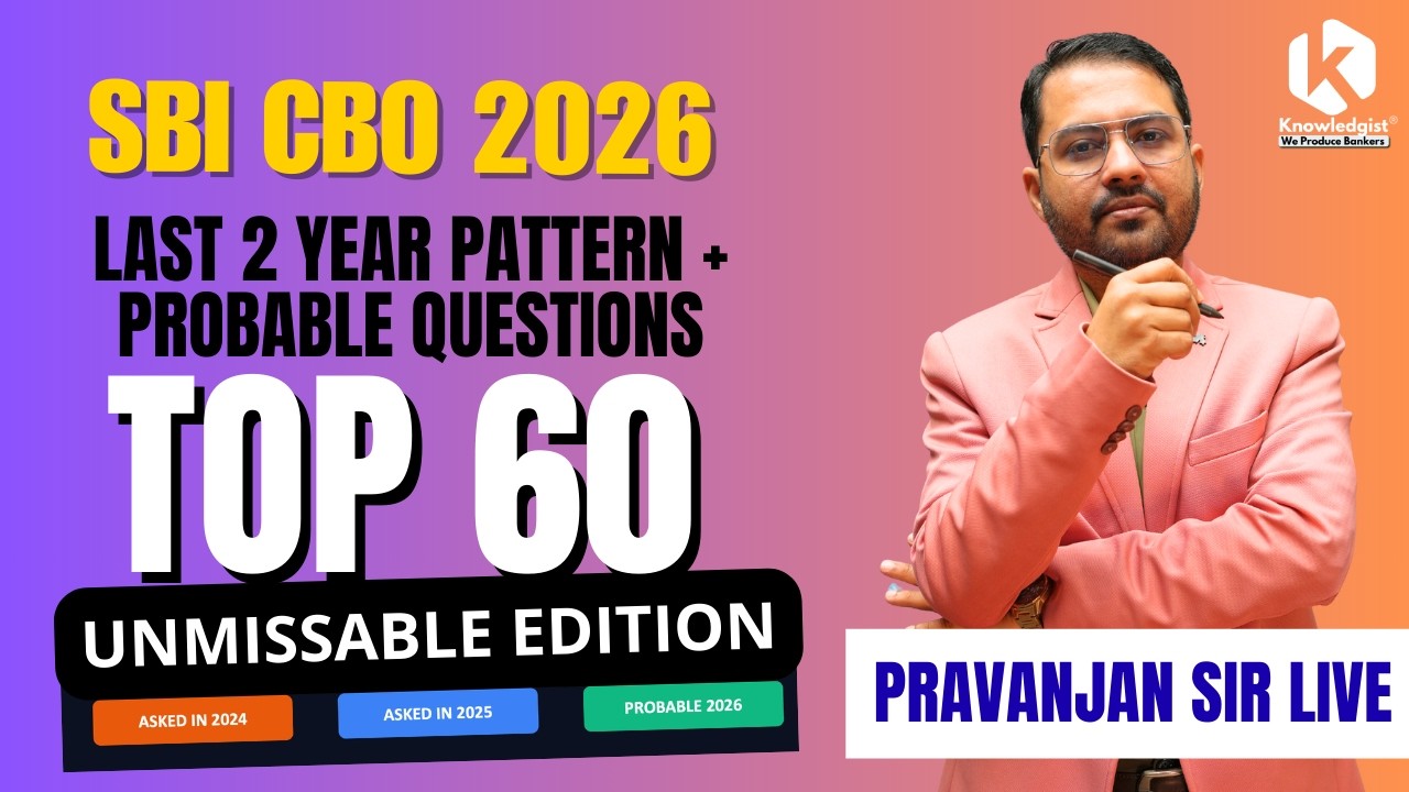 Probable Questions Based on Last 2 Year Pattern | SBI CBO 2026 | Unmissable Edition