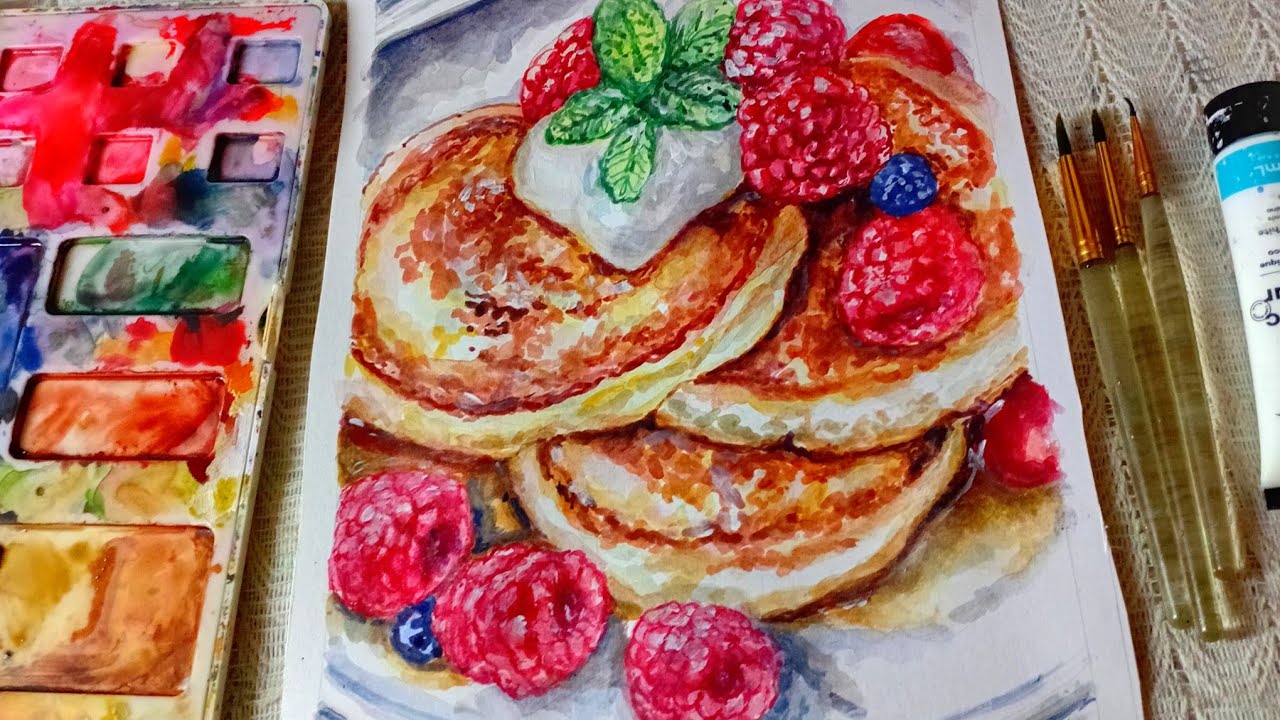 ASMR Painting Cottage Pancakes 🥞 | Cozy Watercolor Art