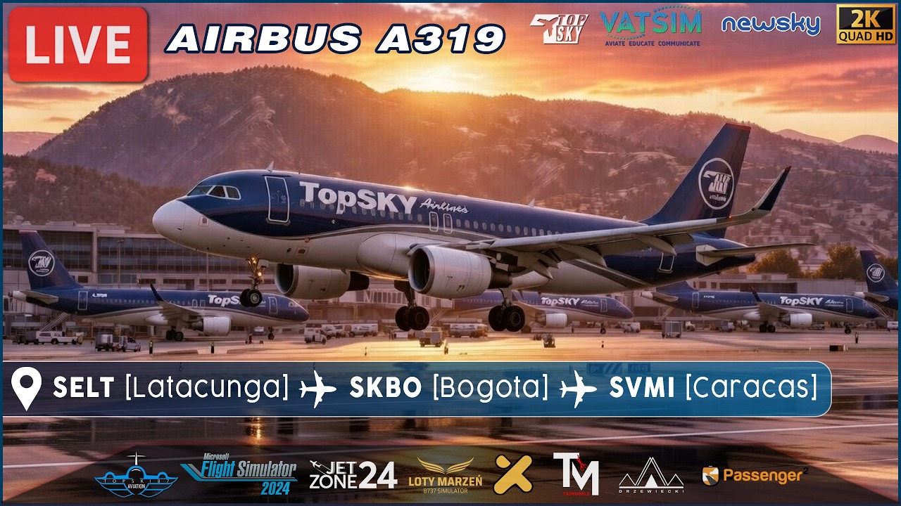 🔴 LIVE: Z Ekwadoru przez Kolumbię do Wenezueli na A319 – przygoda w górach! ✈️ TopSKY Airlines