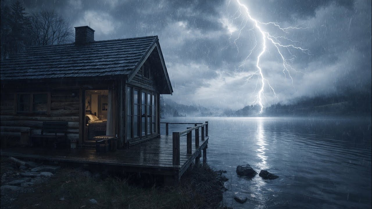 Peaceful Rainstorm at the Lake Cabin | Fall Asleep in Minutes