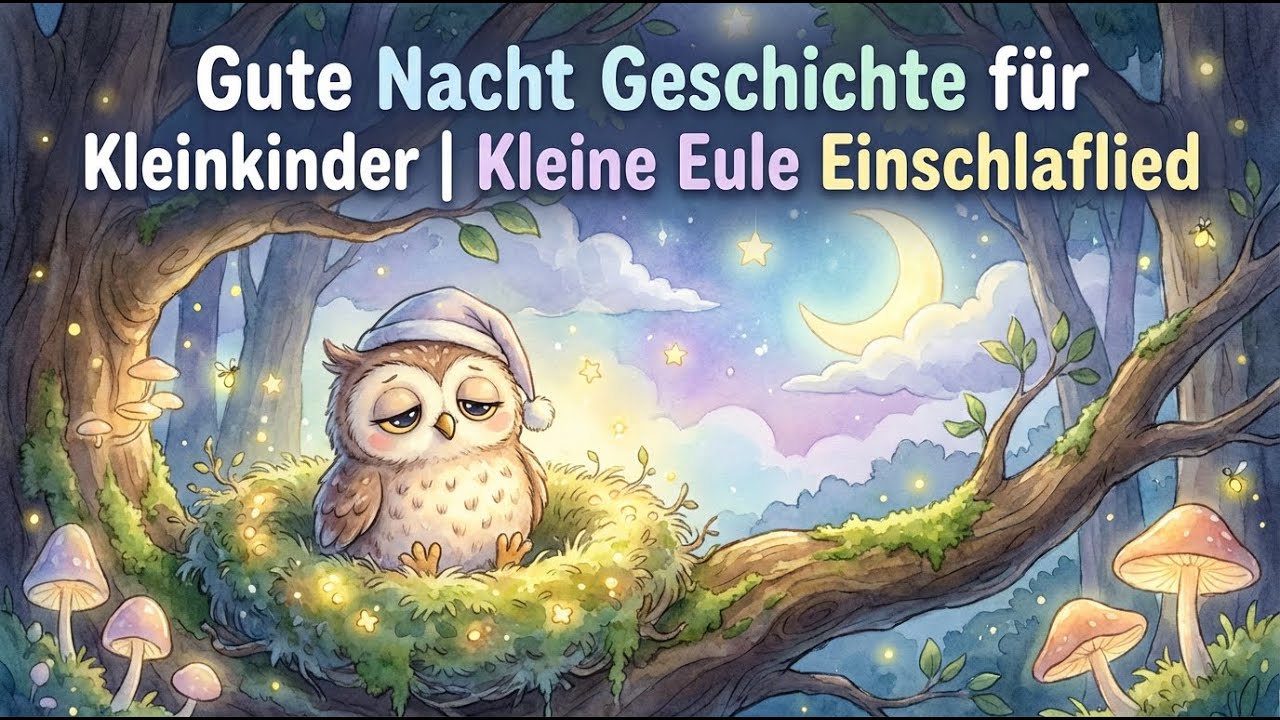 Schlaflied für Kinder: Kleine Eule erzählt Gute Nacht Geschichte