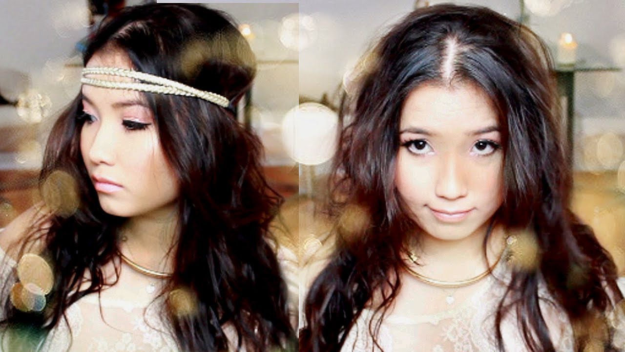 Easy No Heat Beachy Curls / Waves & Accessorizing to get Bohemian Hippie Hair