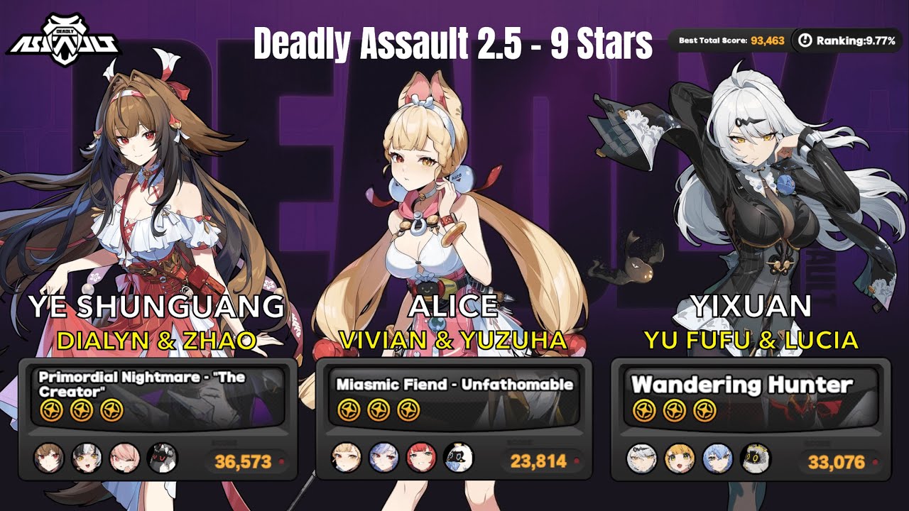 Ye Shunguang + Zhao, Alice & Yixuan | NEW Deadly Assault ZZZ 9 Stars | Zenless Zone Zero 2.5