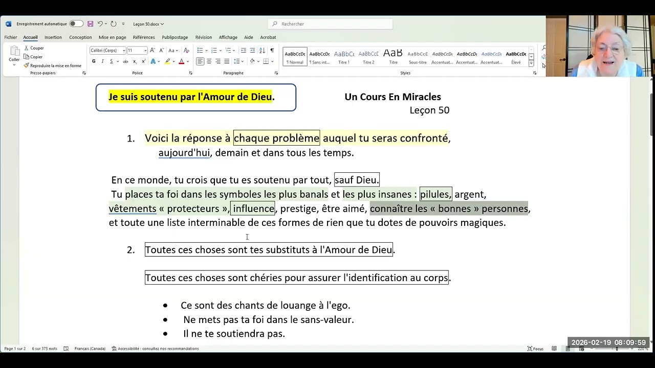 978-Je suis soutenu par l'Amour de Dieu.  Leçon 50.
