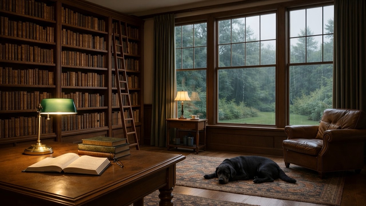 Rainy Reading Room | Rain on Window | 2 Hours