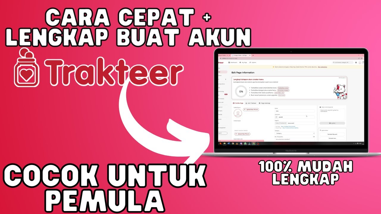 COCOK UNTUK PEMULA, CARA CEPAT MEMBUAT AKUN TRAKTEER DI LAPTOP ATAU KOMPUTER LINK TRAKTEER