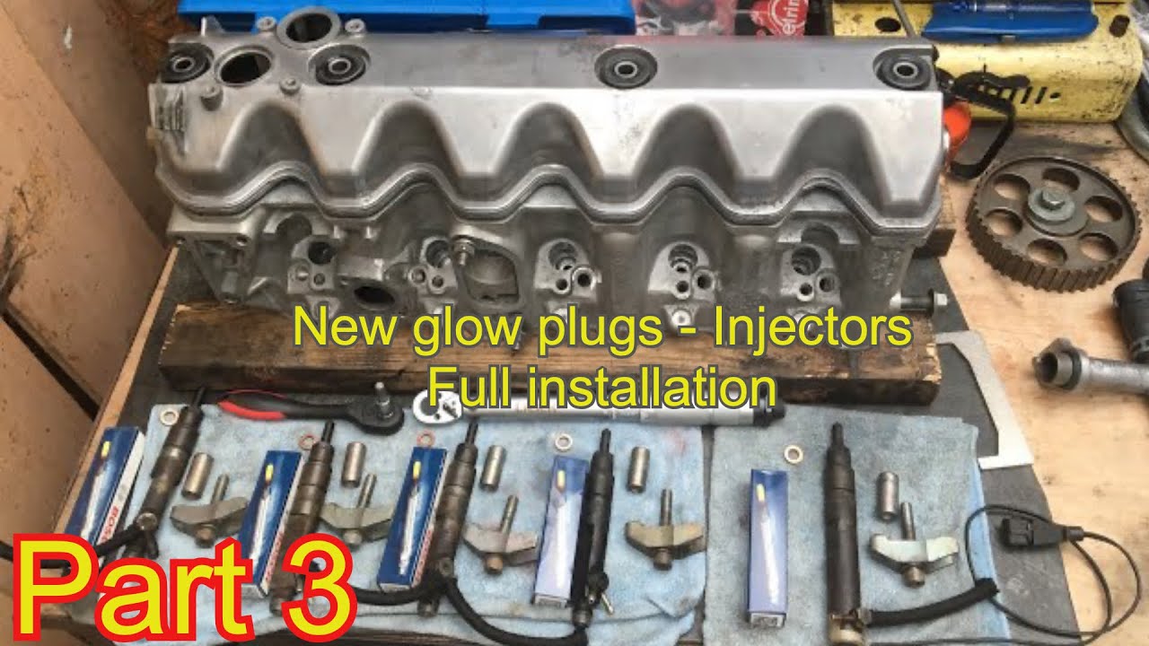 Cylinder Head Assembly Part 3// Installing new glow plugs and the injectors