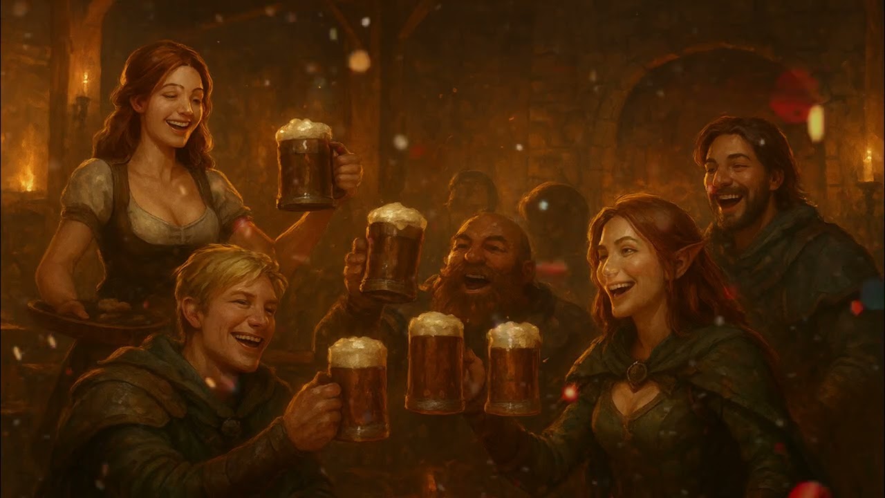 Skyrim & DnD Tavern Ambience  Bardcore Victory Music in the Smoldering Alehouse