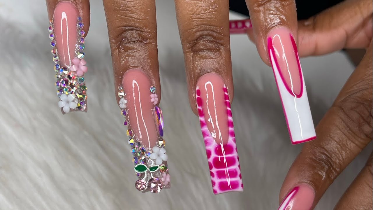 Watch me work | Pink Freestyle Nail Art| XL Nail Tutorial for beginners! 💕