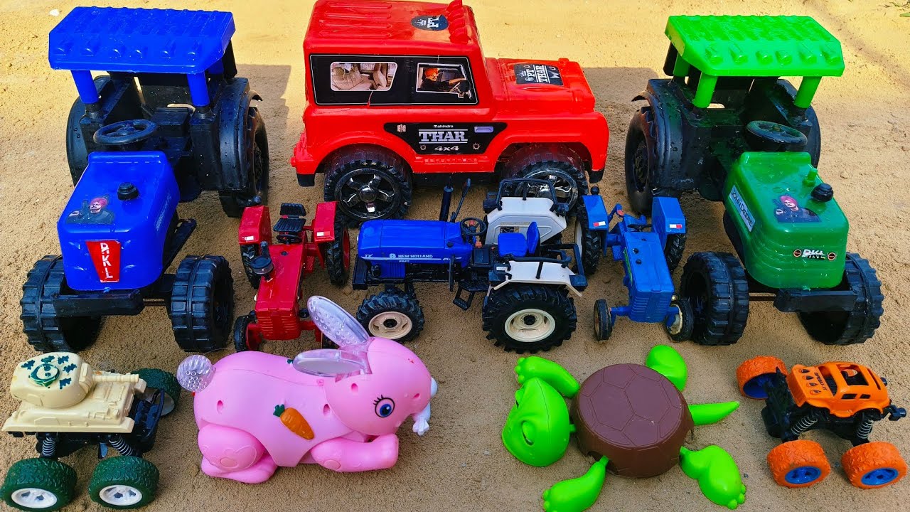 बच्चों देखो खरगोश और कछुए की जबरदस्त लड़ाई एक tractor गाड़ी के लिए !! Krishna toy 2 