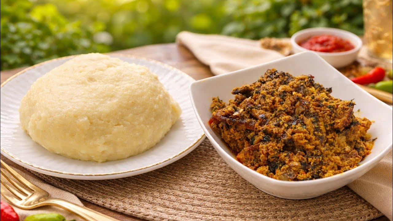  eating fufu with   best tasting delicious egusi soup #cooking #food #trend #viral #youtubecook