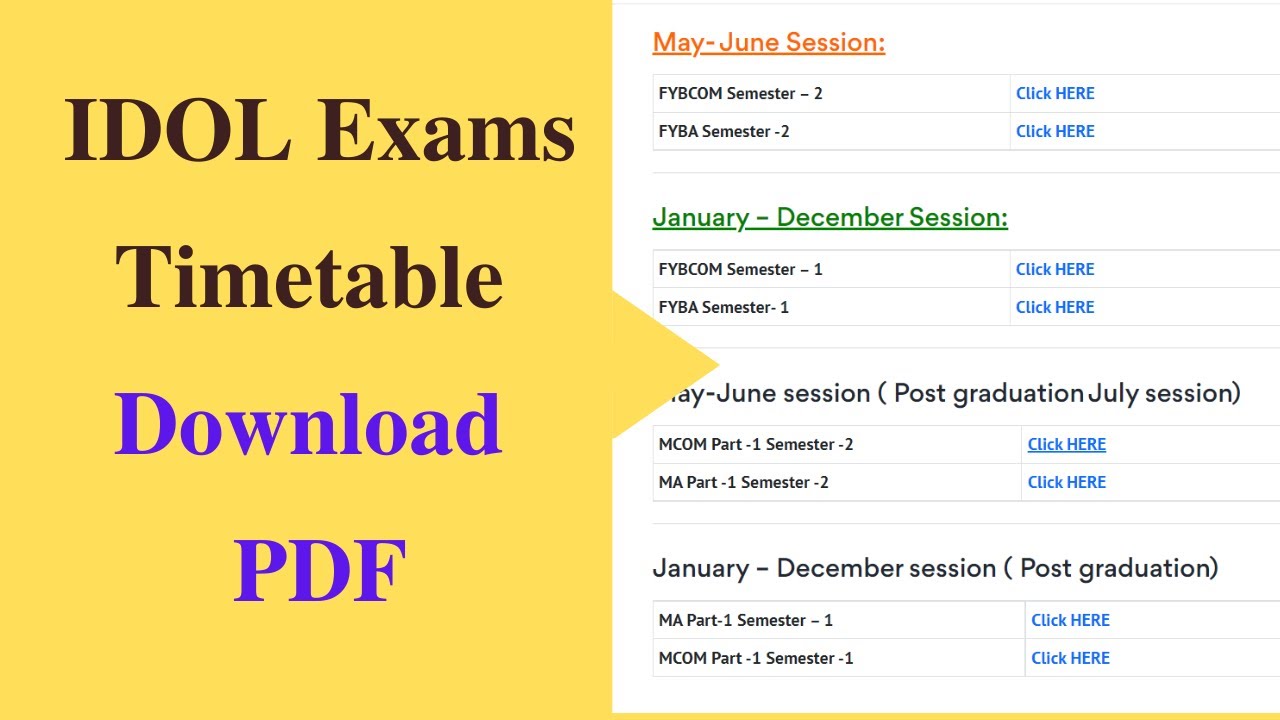 IDOL exams timetable | Download PDF