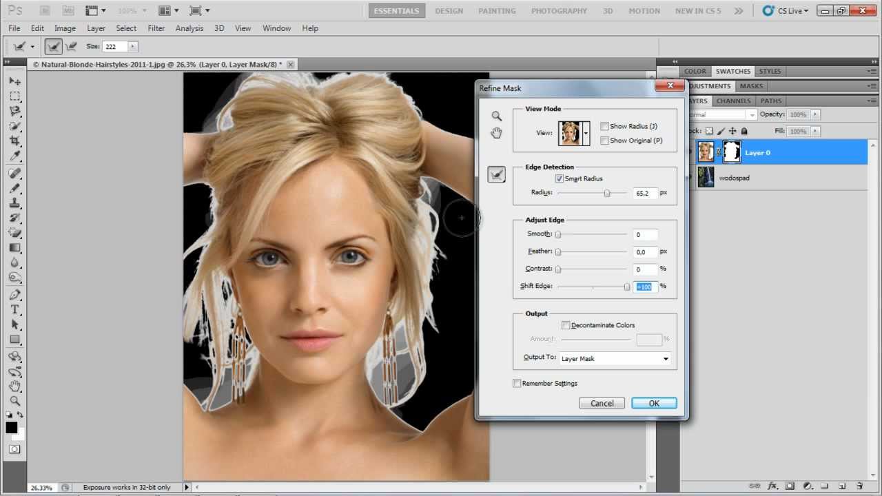 Photoshop  -  Zaznaczanie włosów 2017 UPDATE ( Refine Edges )