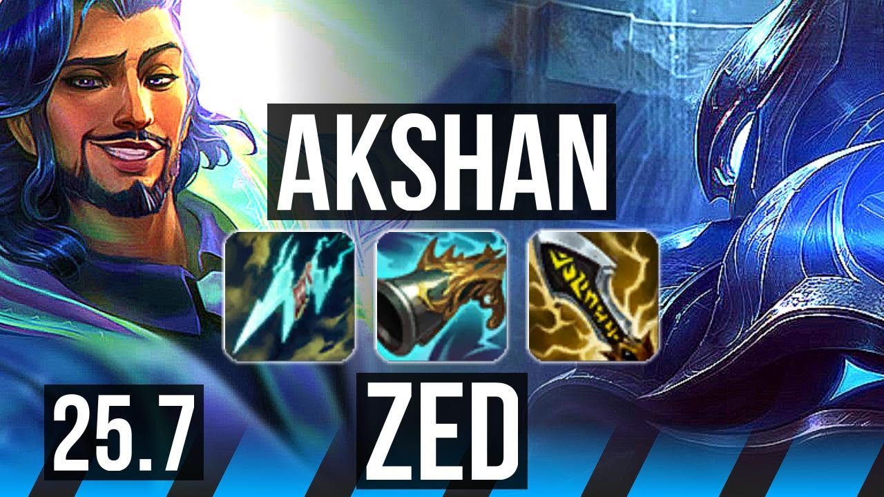 AKSHAN vs ZED (MID) | Legendary, 700+ games | NA Grandmaster | 25.7