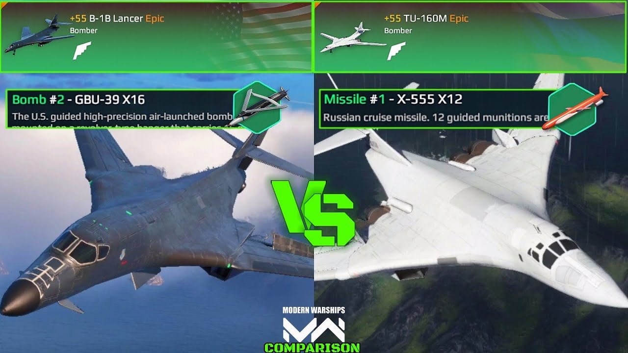 B-1B Lancer vs Tu-160M | Bomber Comparison | Modern Warships