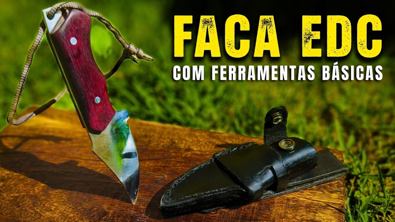 Faca EDC feita com Disco Diamantado! Com bainha couro ambidestra e modulada