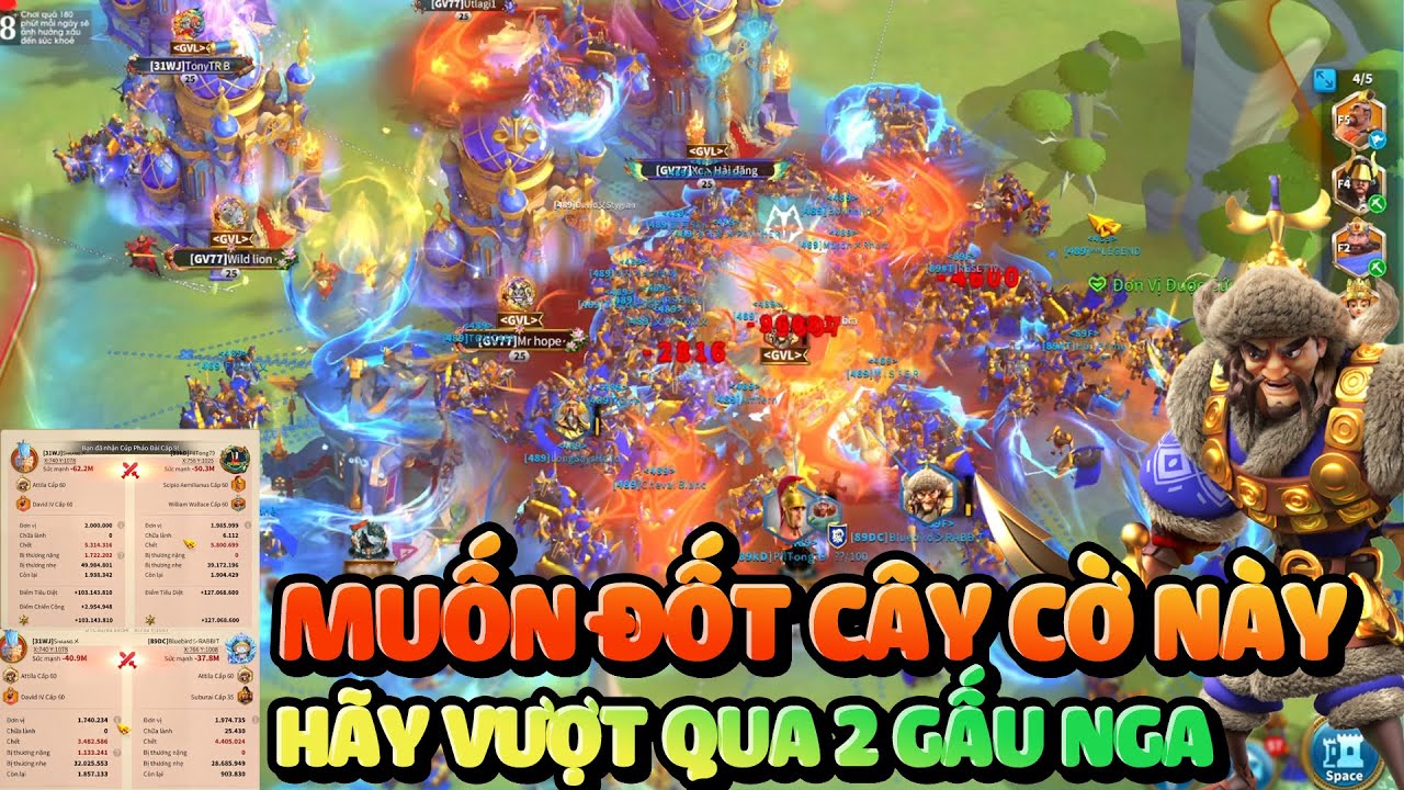 2 Gấu Nga vs 2489: Một Mình Ôm Cờ Trước Hàng Trăm Quân Địch - Vua Kị Binh Ati lào Rise of Kingdoms