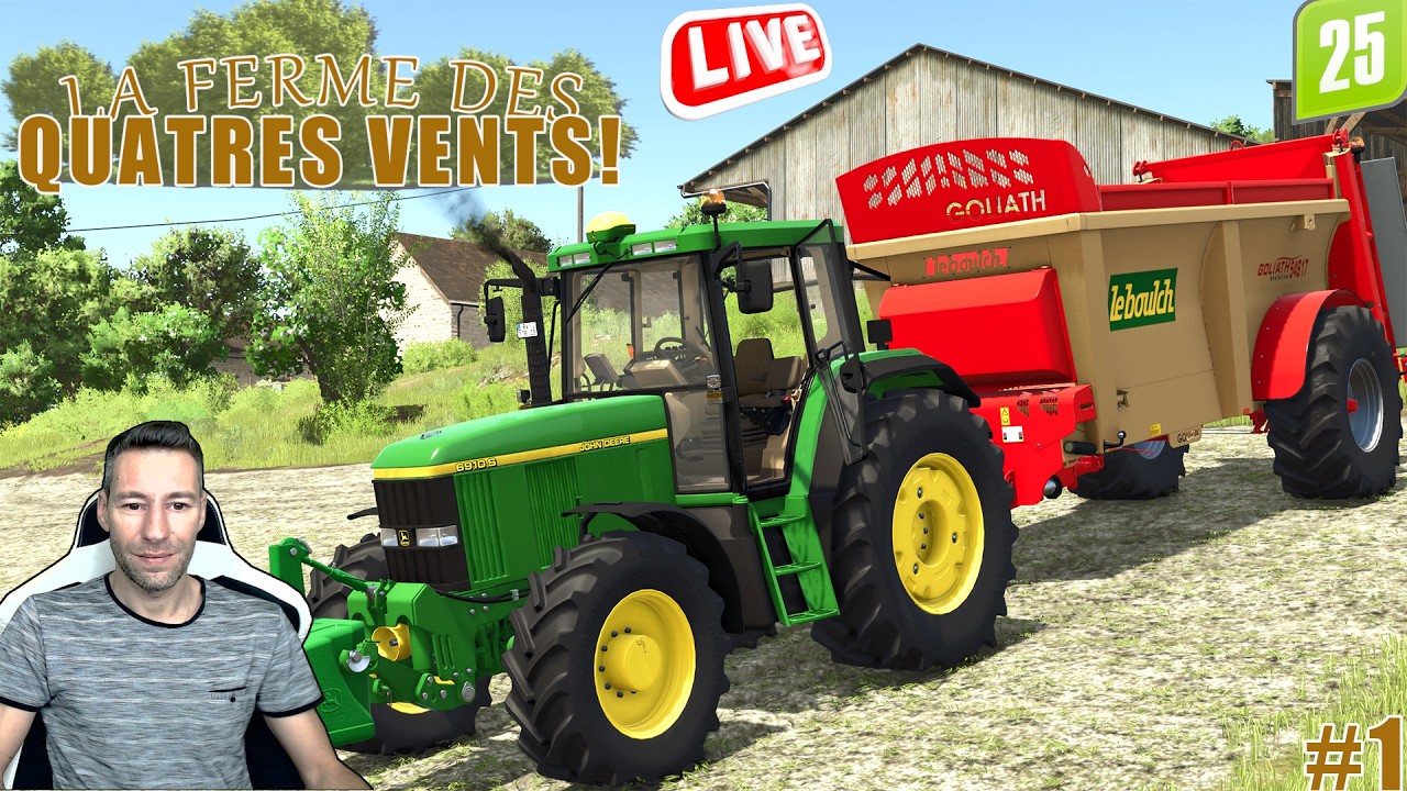 FS25#✔️[MAP LA PICHONIERRE]#1 LA FERME DES QUATRES VENTS😉LE FUMIER ET SEMI DE MAÏS....!