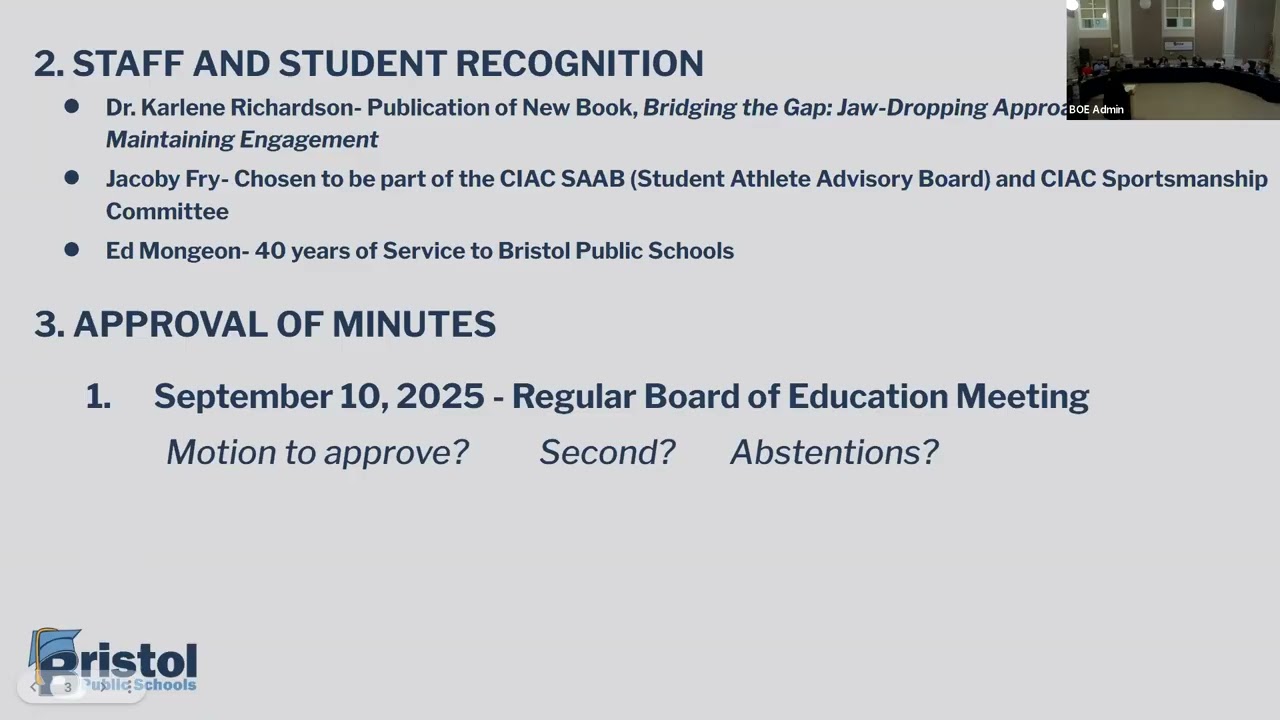 10 01 2025 Regular Board of Education Meeting