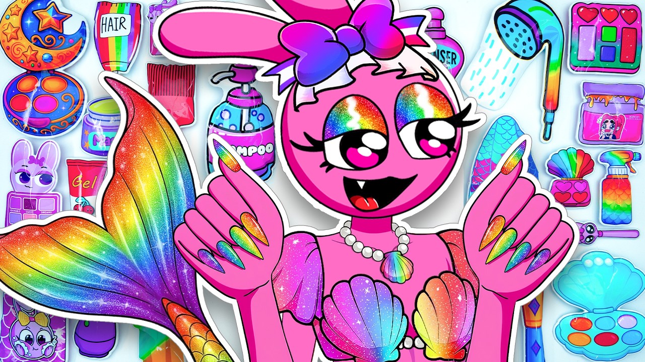 Paper DIY💖INCREDIBOX SPRUNKI Pinki Mermaid Glow Up! Fashion Skincare + Makeup 💖