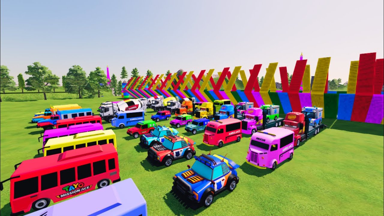 TRANSPORTING, AMBULANCE, BUS TAYO, TRUCK, POLICE, CONCRETE MIXER TRANSPORT TO GARAGE - FS22