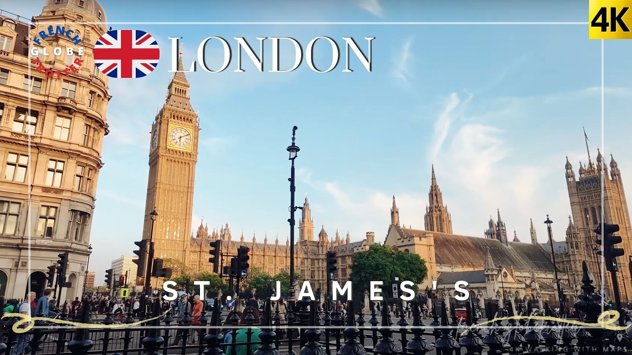 London🇬🇧 Trafalgar Square ➜ Big Ben Westminster ➜ St James’s Park 4K Sunny Walking Tour