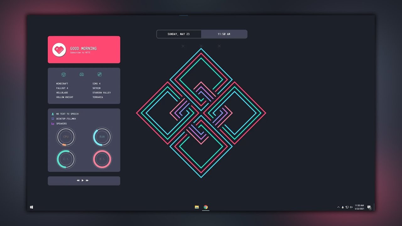 Work and Play Gemini Rainmeter Skin Showcase and Installation