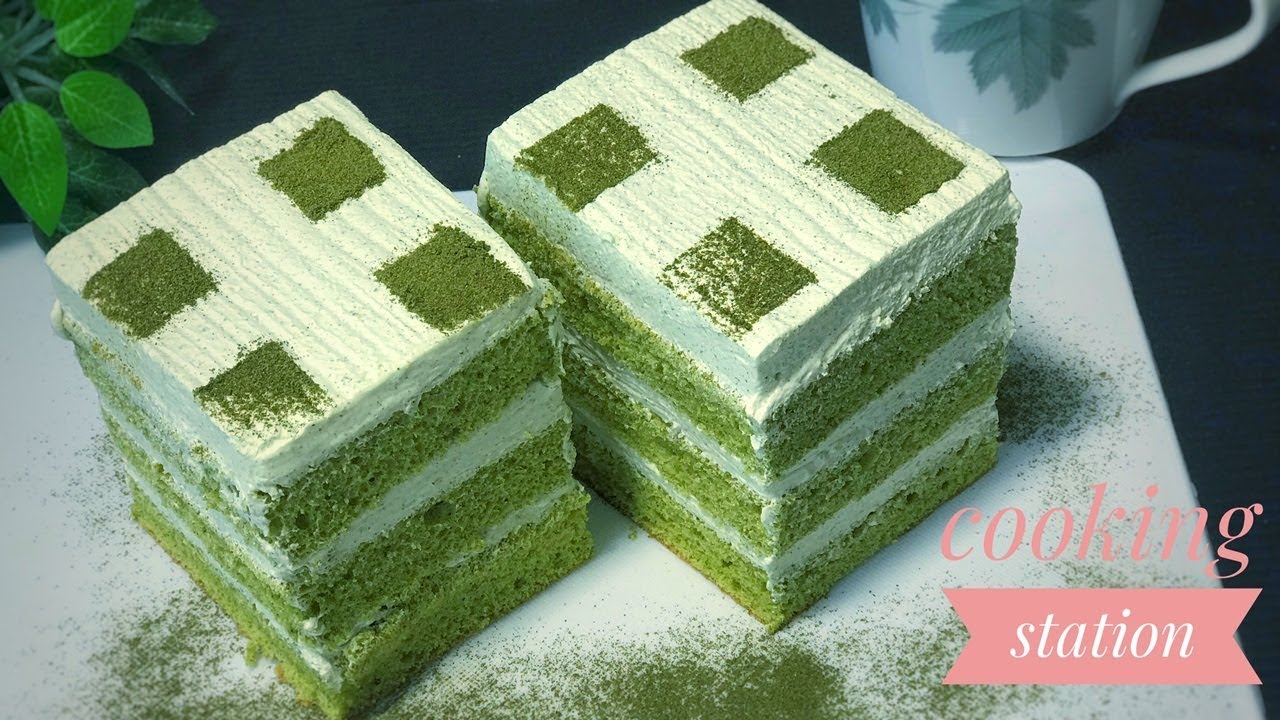 เค้กชาเขียว สูตรชิฟฟ่อนเค้ก พร้อมสูตรครีมสดชาเขียว | Matcha Chiffon Cake