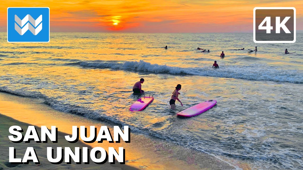 [4K] Urbiztondo Beach in San Juan La Union Philippines 🇵🇭 Surfing Capital of the North🏄Walking Tour