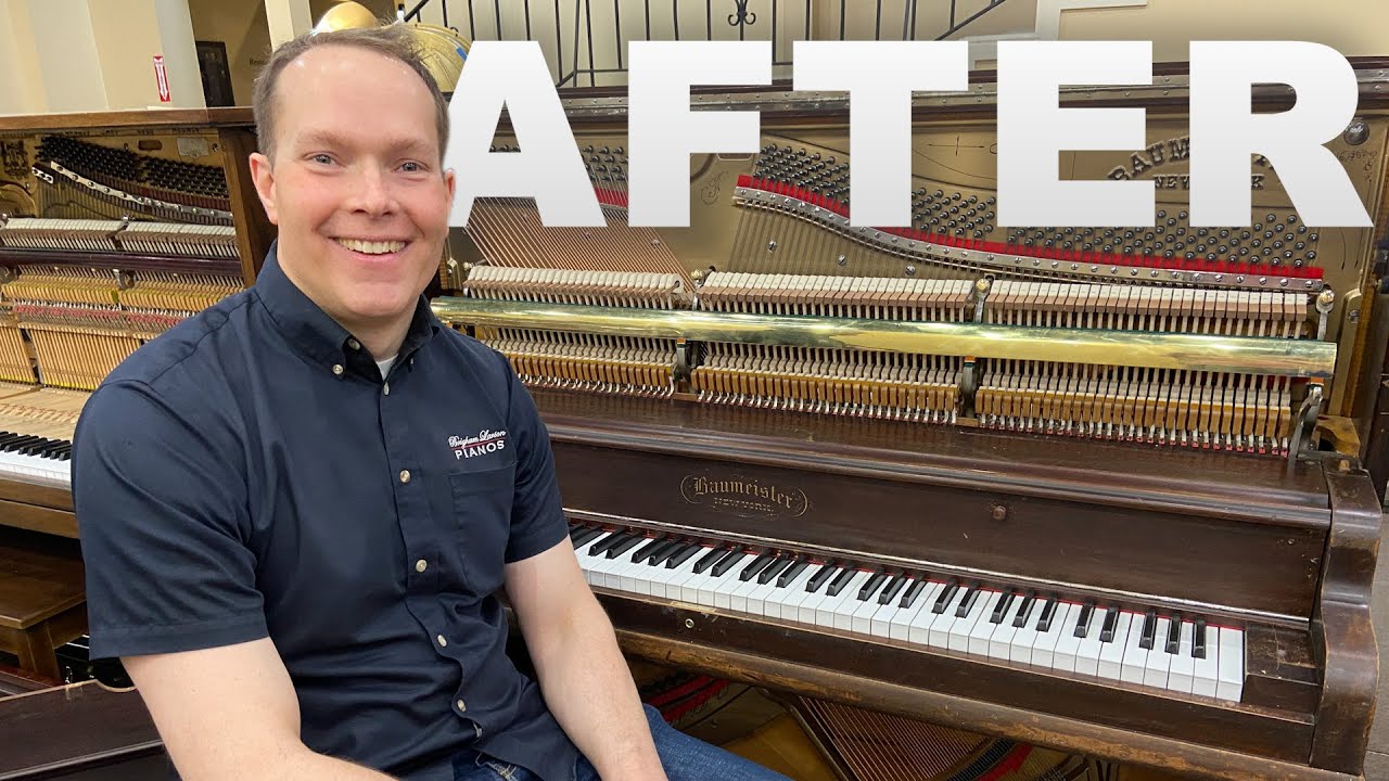 After Restoration: 1908 Baumeister Heirloom Upright Piano Rebuild