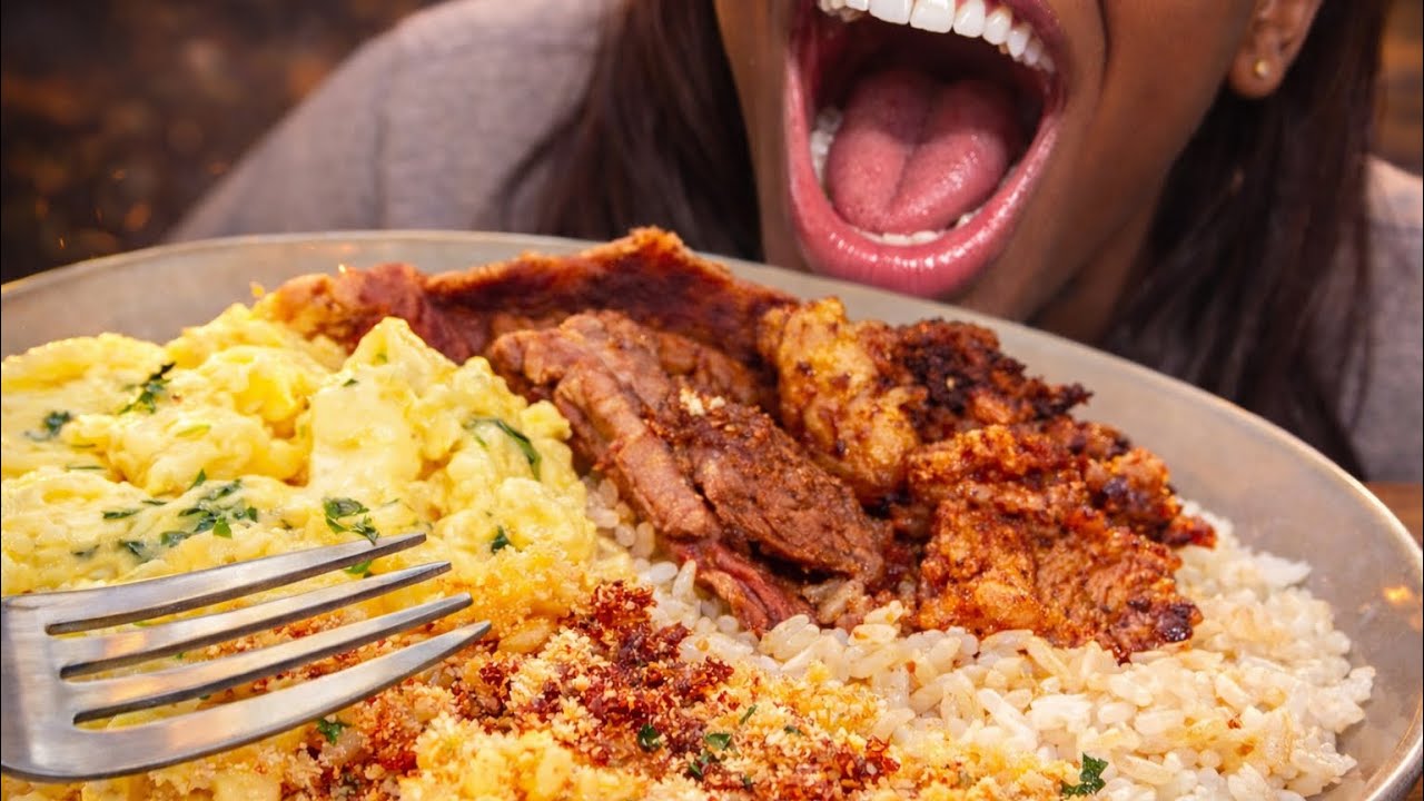 🥩🍛🥓🍙*COMIDA COM CONFORTO VEJA O FINAL*#asmr #food #mukbang 