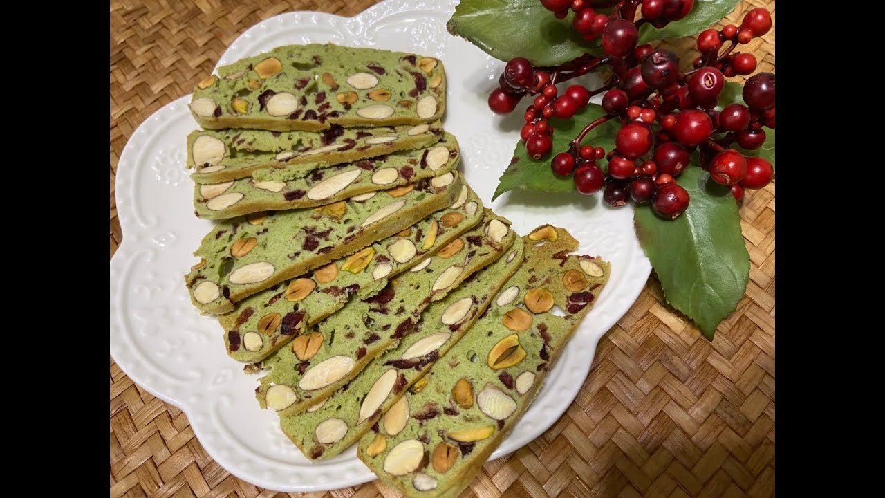 Matcha Cranberry Pistachio Almond Biscotti 抹茶蔓越莓坚果脆饼