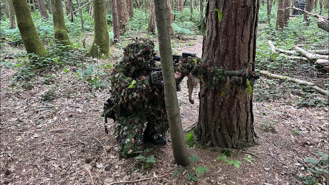 Airsoft Sniper getting long shots with Tac 41 lite sport (Domination game at South Herts Airsoft)