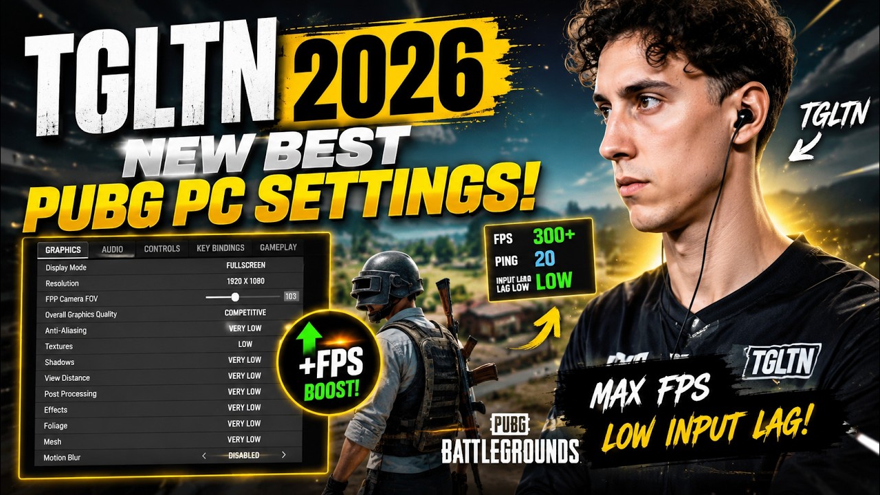 TGLTN PUBG PC Settings 2026 🔥 MAX FPS + LOW INPUT LAG! #PUBG #PUBGPC #pubgsettings